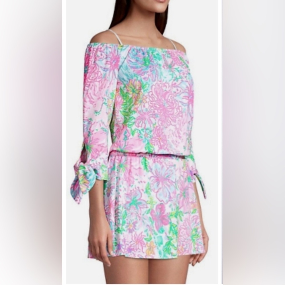 Lilly Pulitzer Lana off shoulder skort romper dress in paradise found NWT